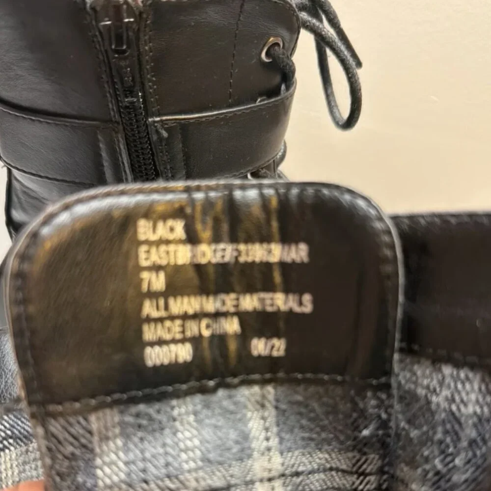 Black Combat - Style Leather Boots - Buckle w/Lace Up - Picture 7 of 8